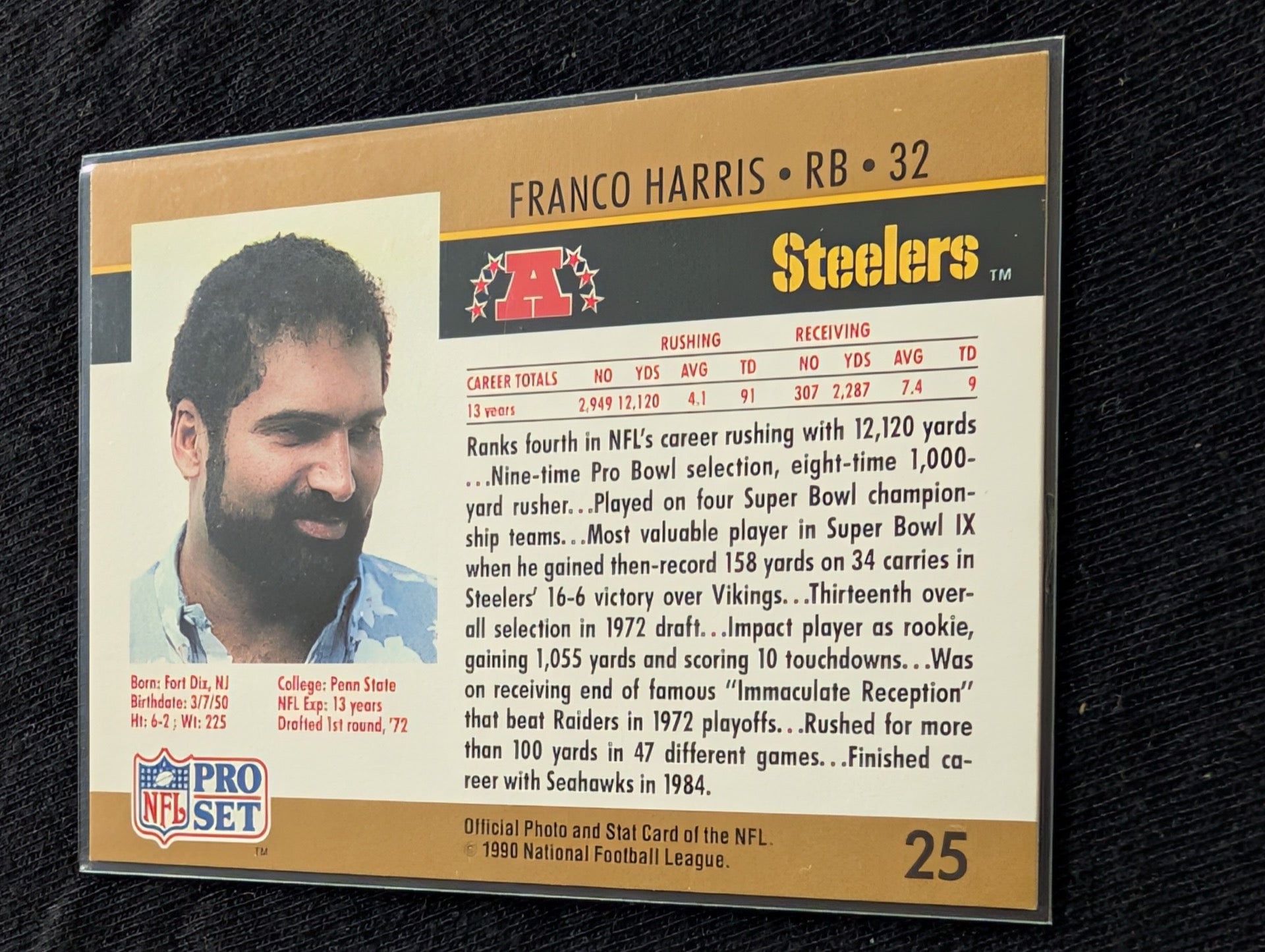 Franco Harris HOF Steelers Legend Card Lot (6) Topps, Score, Pro Set, Pro Line
