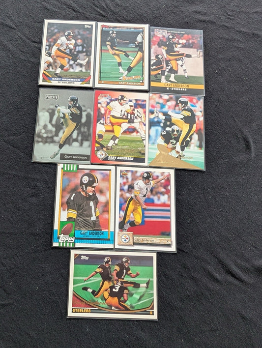 Gary Anderson Steelers All-Time Scorer Kicker Lot (9 Cards) Topps, Score, UD