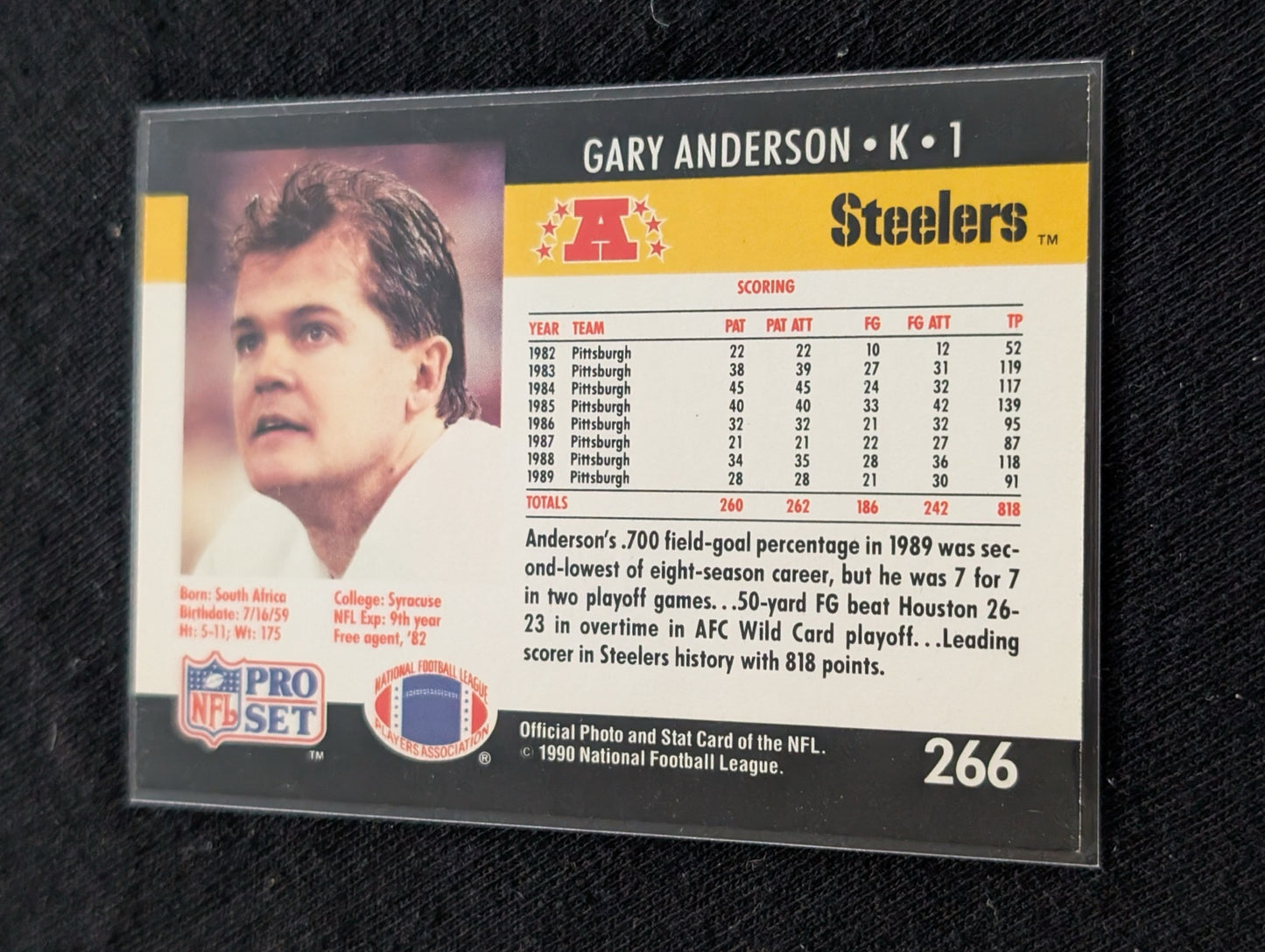 Gary Anderson Steelers All-Time Scorer Kicker Lot (9 Cards) Topps, Score, UD