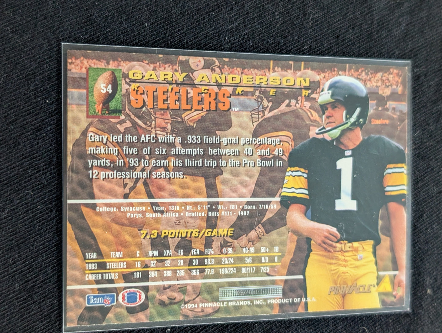 Gary Anderson Steelers All-Time Scorer Kicker Lot (9 Cards) Topps, Score, UD