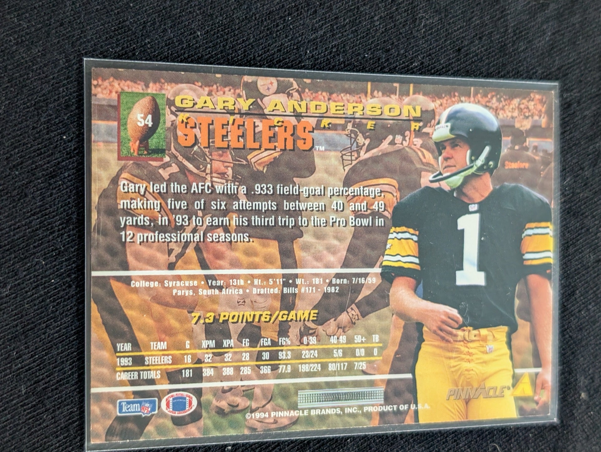 Gary Anderson Steelers All-Time Scorer Kicker Lot (9 Cards) Topps, Score, UD