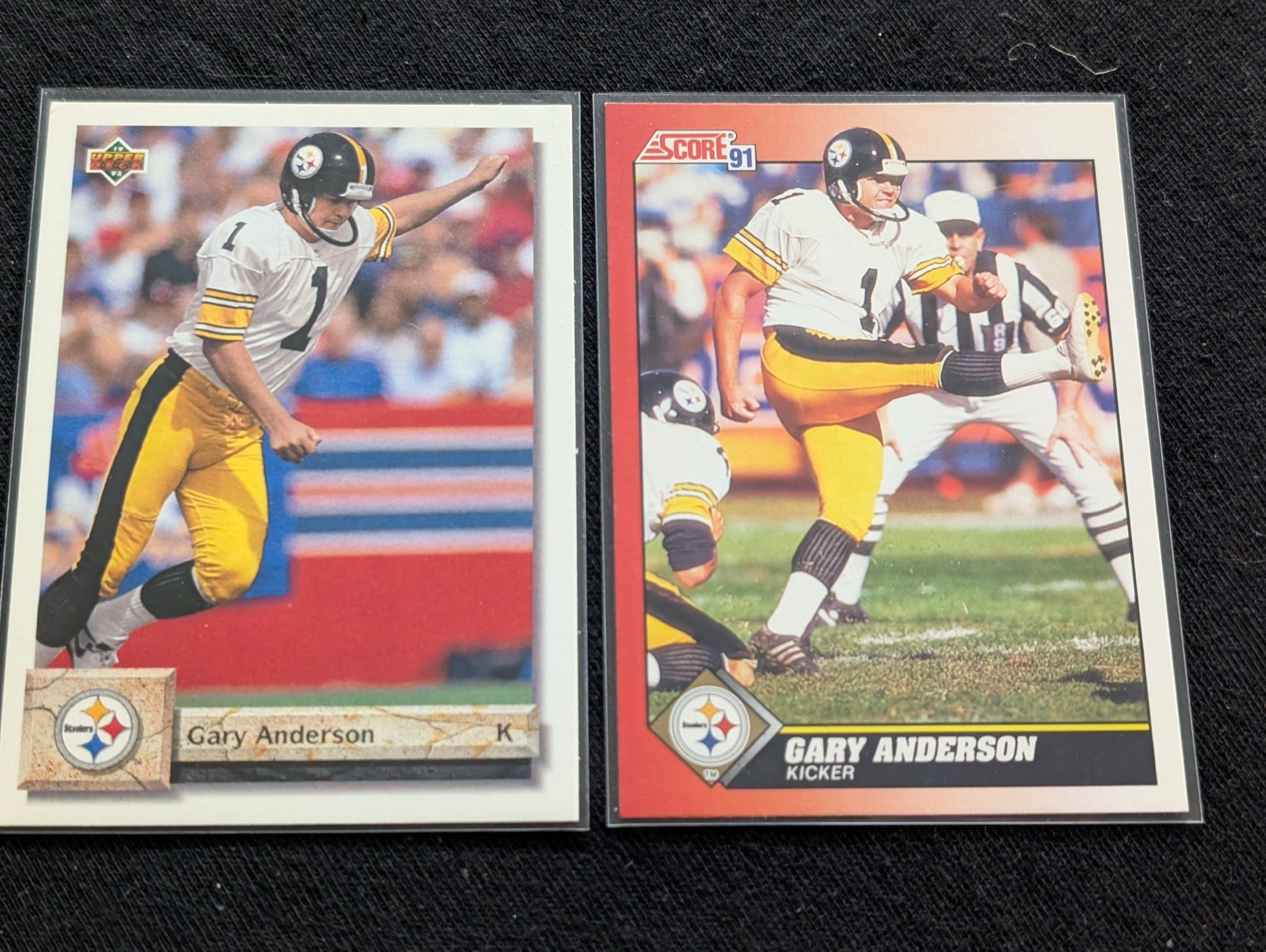 Gary Anderson Steelers Kicker Legend Card Lot (2) 1991 Score & 1992 UD