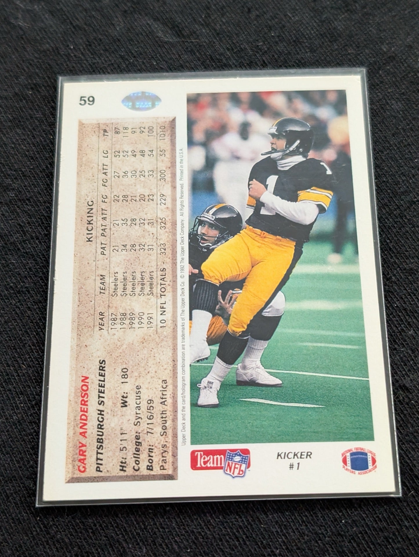Gary Anderson Steelers Kicker Legend Card Lot (2) 1991 Score & 1992 UD