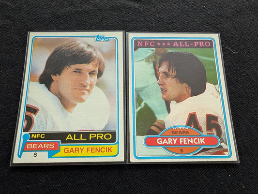 Gary Fencik Chicago Bears '85 Legend Vintage All-Pro Lot (2) 1981 1982 Topps