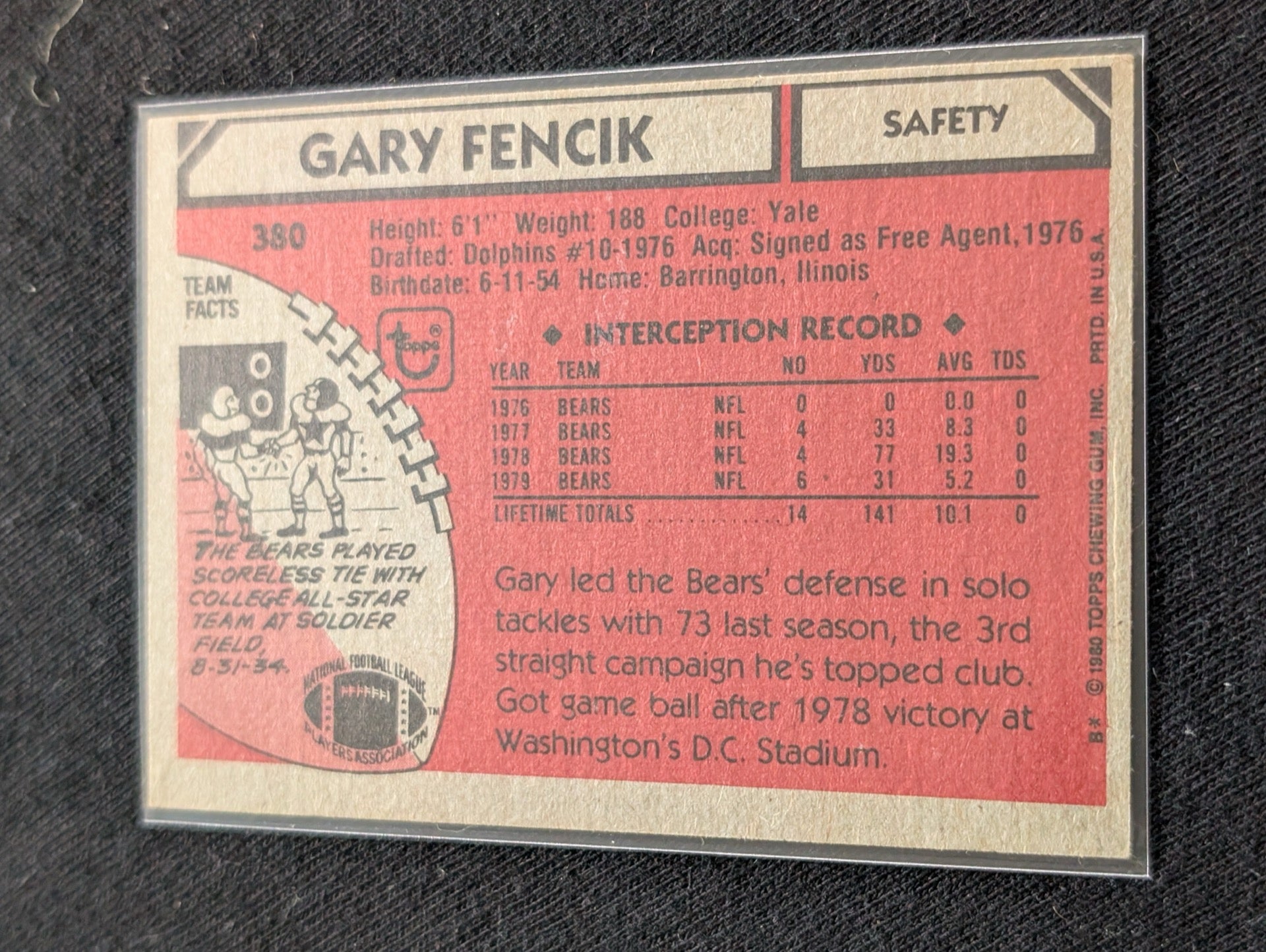 Gary Fencik Chicago Bears '85 Legend Vintage All-Pro Lot (2) 1981 1982 Topps