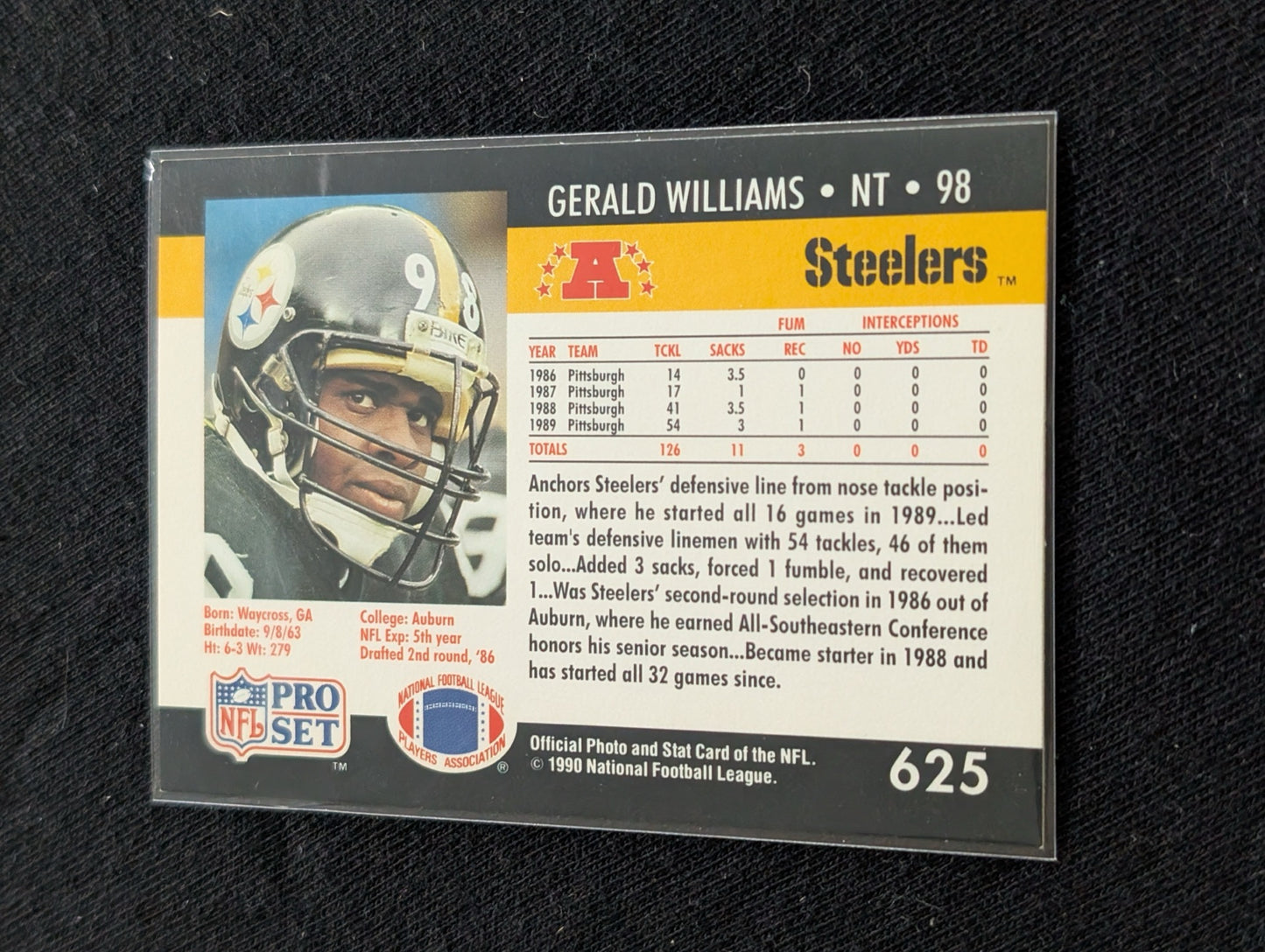Gerald Williams Pittsburgh Steelers NT Player Lot (4) Pro Set, Topps, Pinnacle