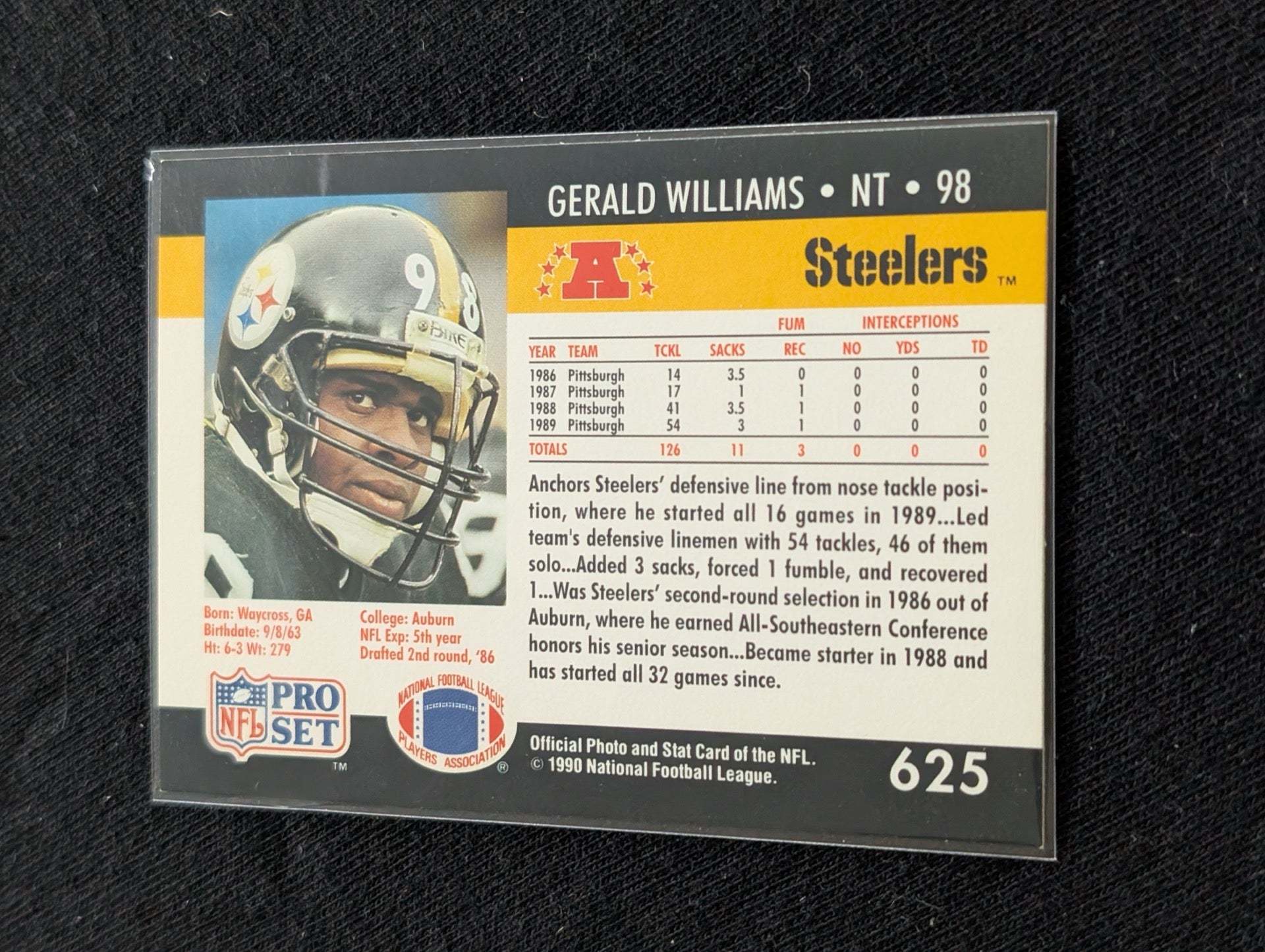 Gerald Williams Pittsburgh Steelers NT Player Lot (4) Pro Set, Topps, Pinnacle