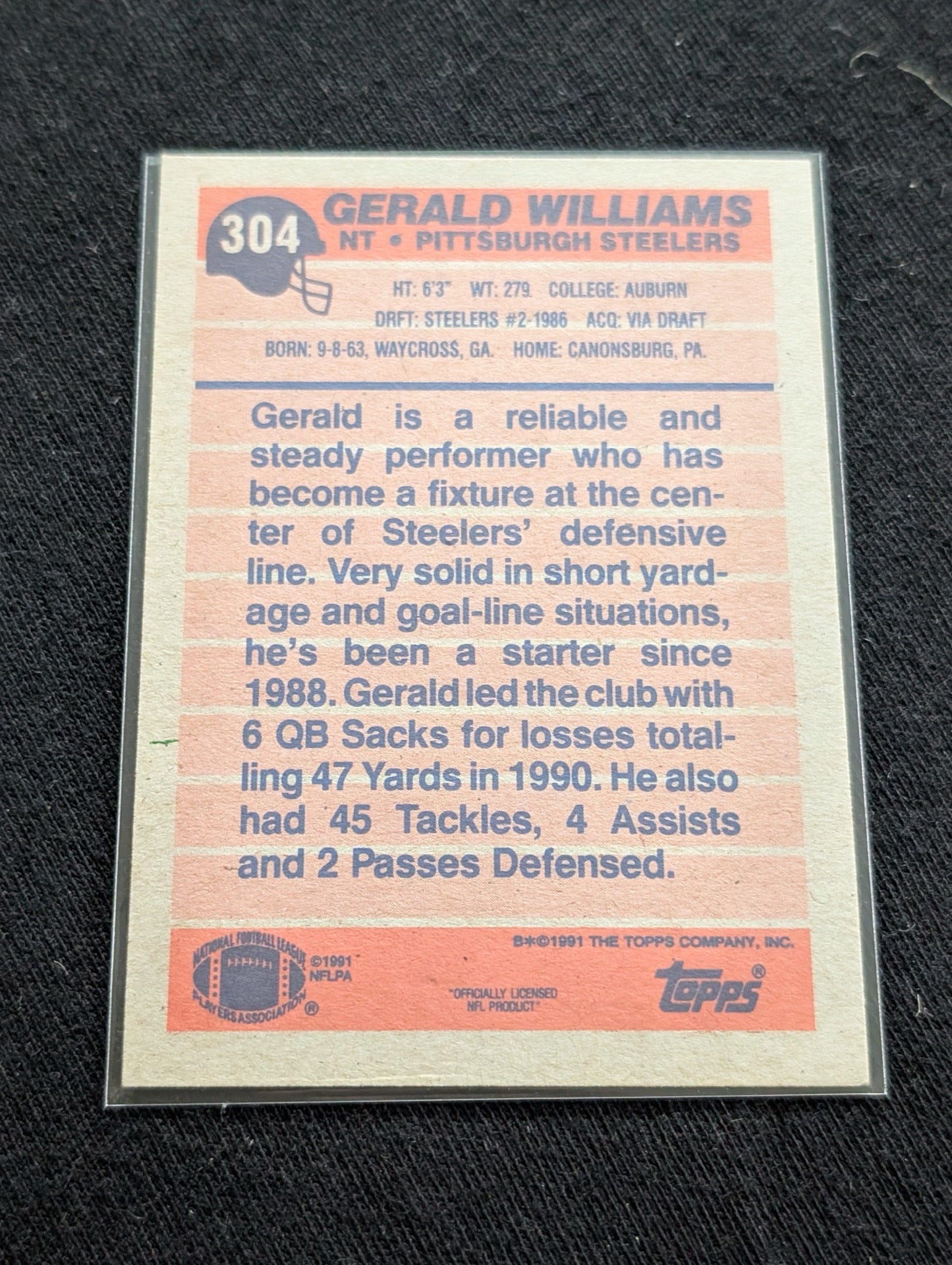 Gerald Williams Pittsburgh Steelers NT Player Lot (4) Pro Set, Topps, Pinnacle