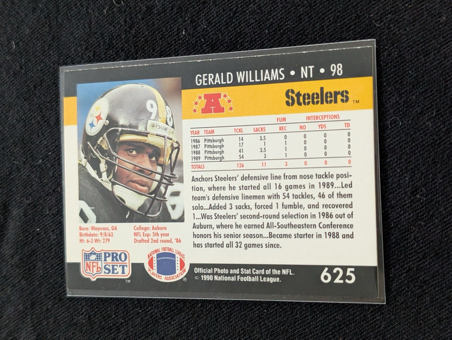 Gerald Williams Pittsburgh Steelers NT Card Lot (2) 1990 Pro Set