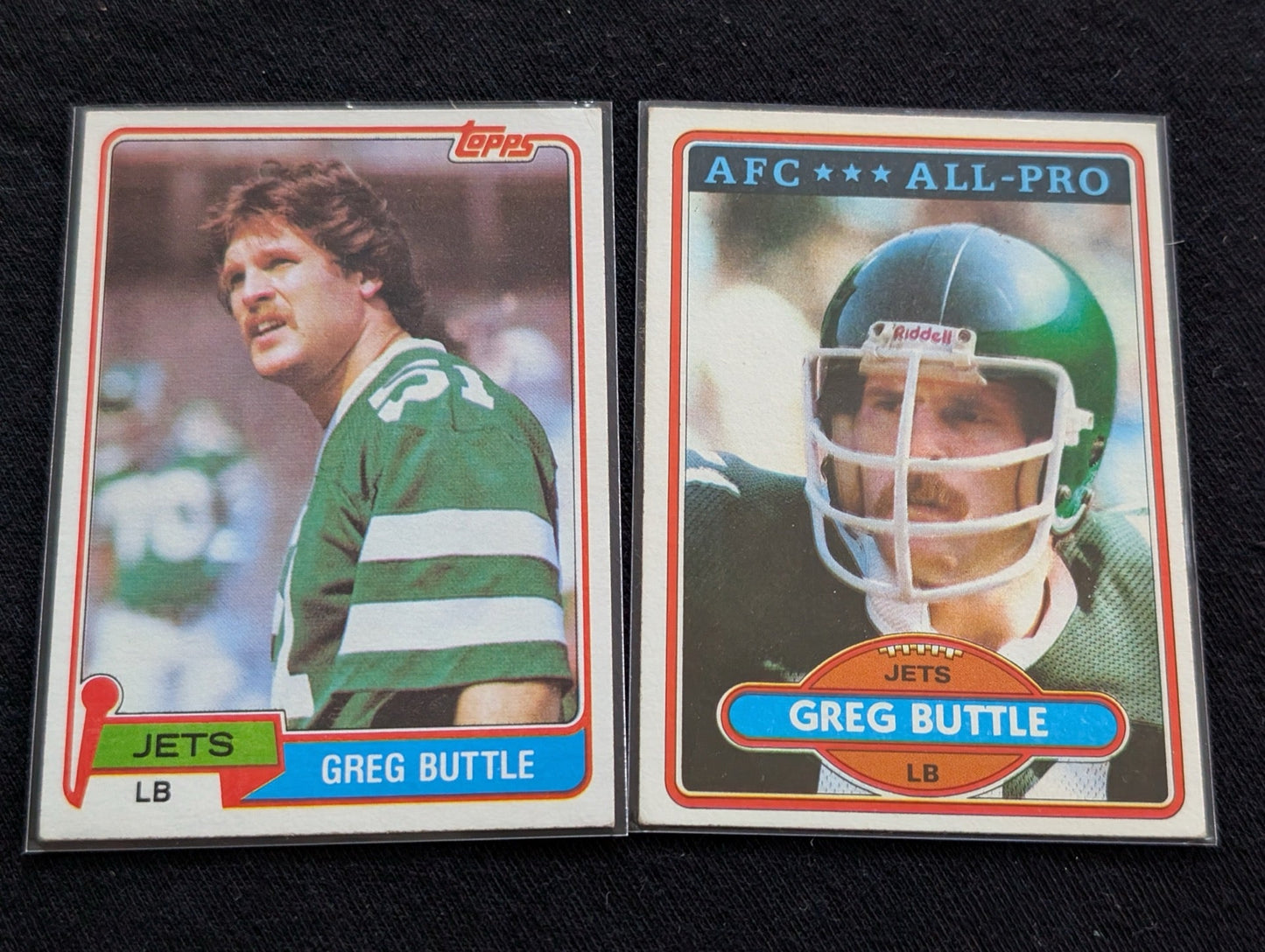 Greg Buttle New York Jets LB Vintage Topps Lot (2) 1980 All-Pro 1981