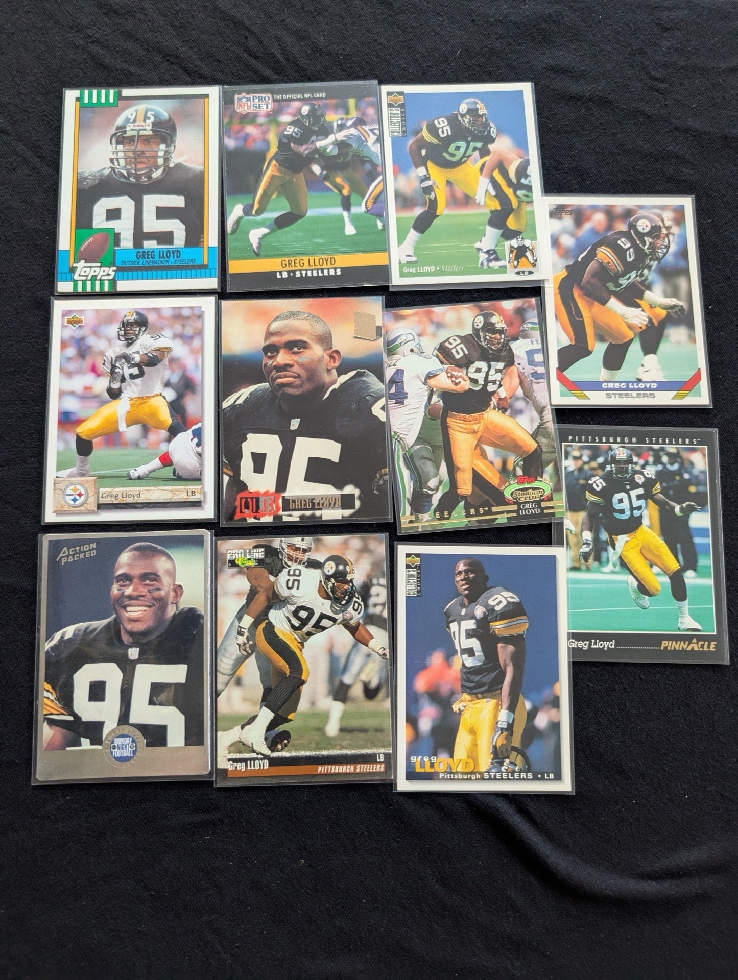 Greg Lloyd Steelers Legend LB Player Lot (11 Cards) Pro Bowl All-Pro
