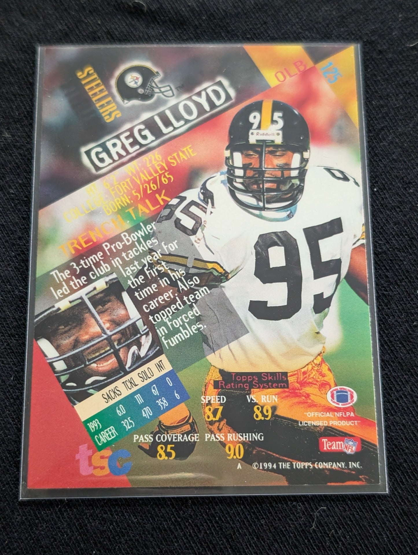 Greg Lloyd Steelers Legend LB Player Lot (11 Cards) Pro Bowl All-Pro