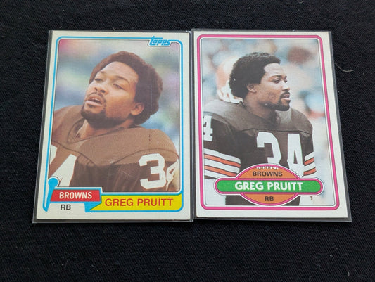 Greg Pruitt Cleveland Browns RB Vintage Topps Lot (2) 1980 1981 "Kardiac Kids"