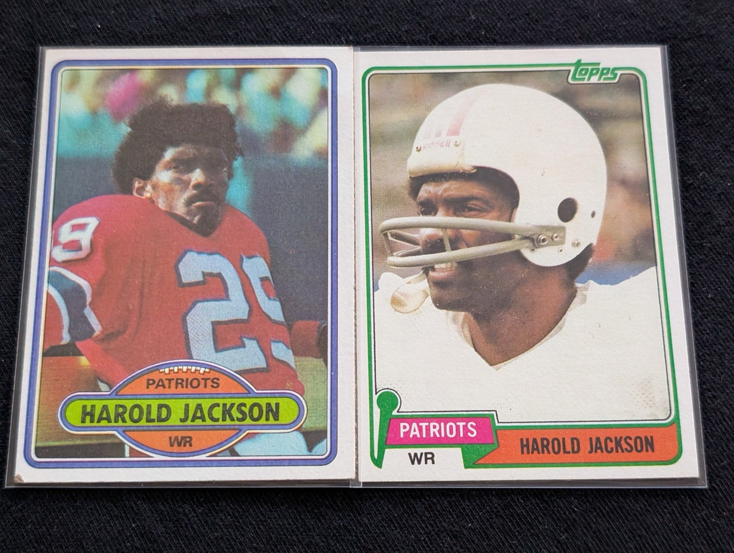 Harold Jackson Patriots WR Vintage Topps Card Lot (2) 1980 1981