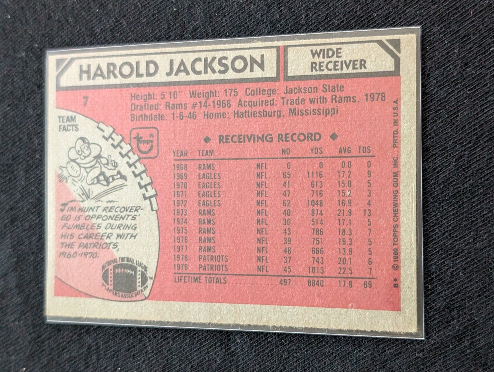 Harold Jackson Patriots WR Vintage Topps Card Lot (2) 1980 1981