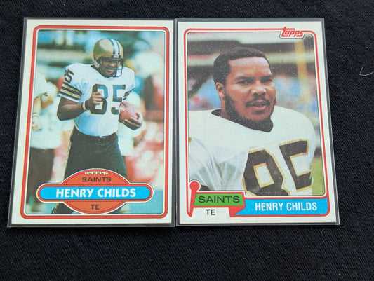 Henry Childs New Orleans Saints TE Vintage Topps Lot (2) 1980 1981