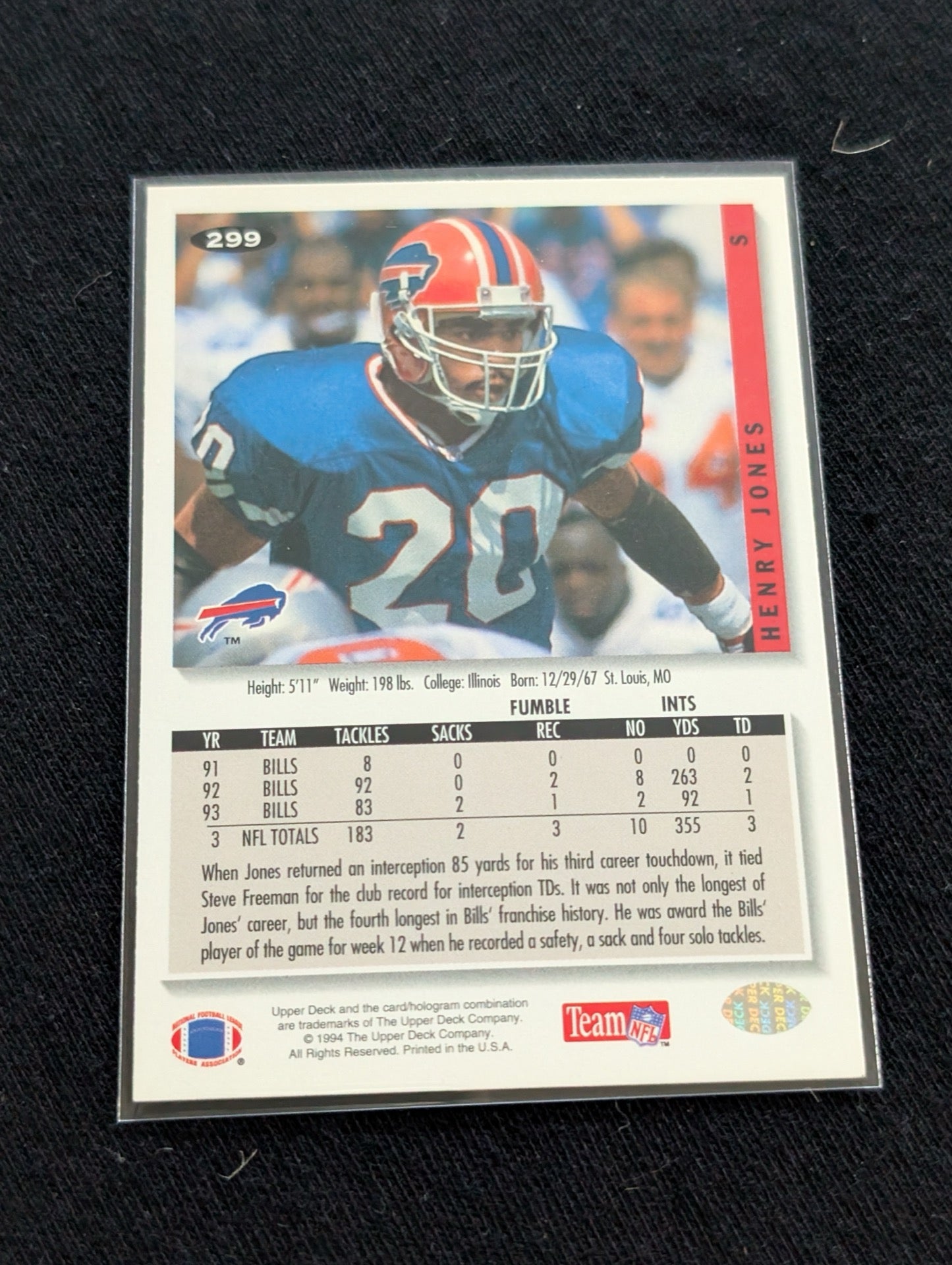 Henry Jones Buffalo Bills Safety Card Lot (2) 1991 Pro Set RC 1994 UD