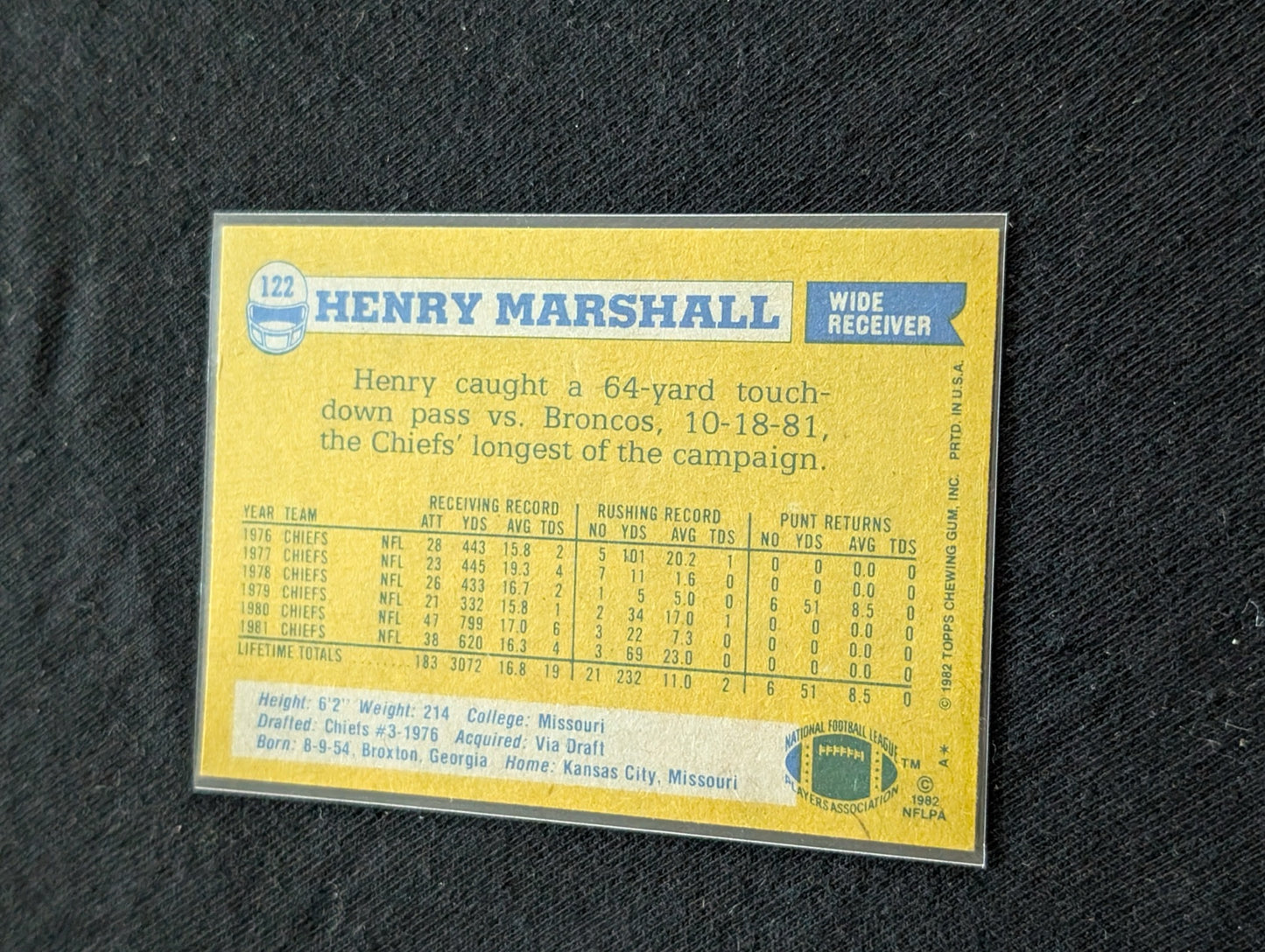 Henry Marshall Kansas City Chiefs WR Vintage Topps Lot (2) 1980 1981