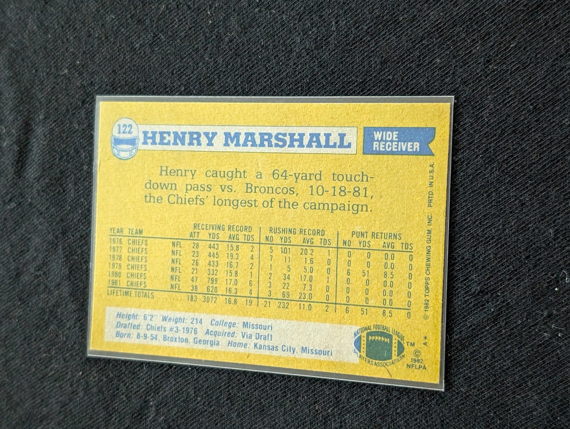 Henry Marshall Kansas City Chiefs WR Vintage Topps Lot (2) 1980 1981
