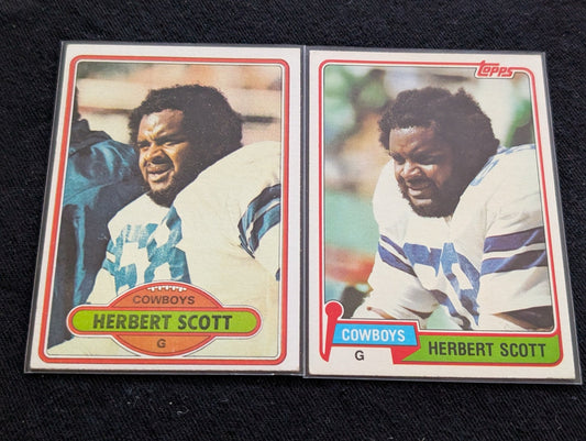 Herbert Scott Cowboys Pro Bowl Guard Vintage Topps Lot (2) 1980 1981