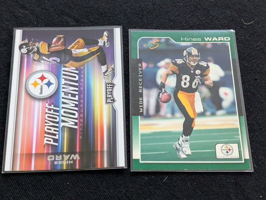 Hines Ward Steelers Legend Card Lot (2) 2002 Score & 2003 Playoff Momentum