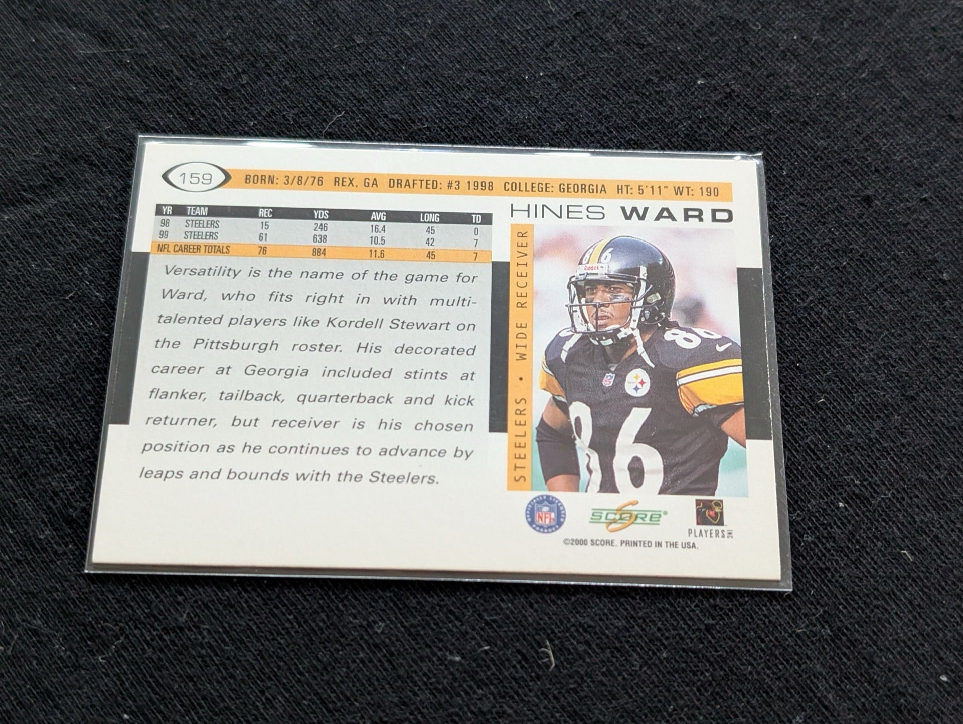 Hines Ward Steelers Legend Card Lot (2) 2002 Score & 2003 Playoff Momentum