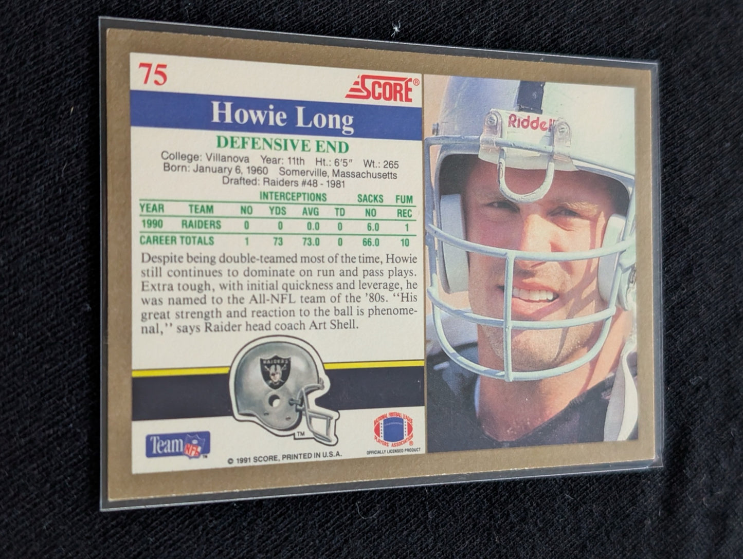 Howie Long HOF Raiders Legend Card Lot (2) 1990 Topps & 1991 Score