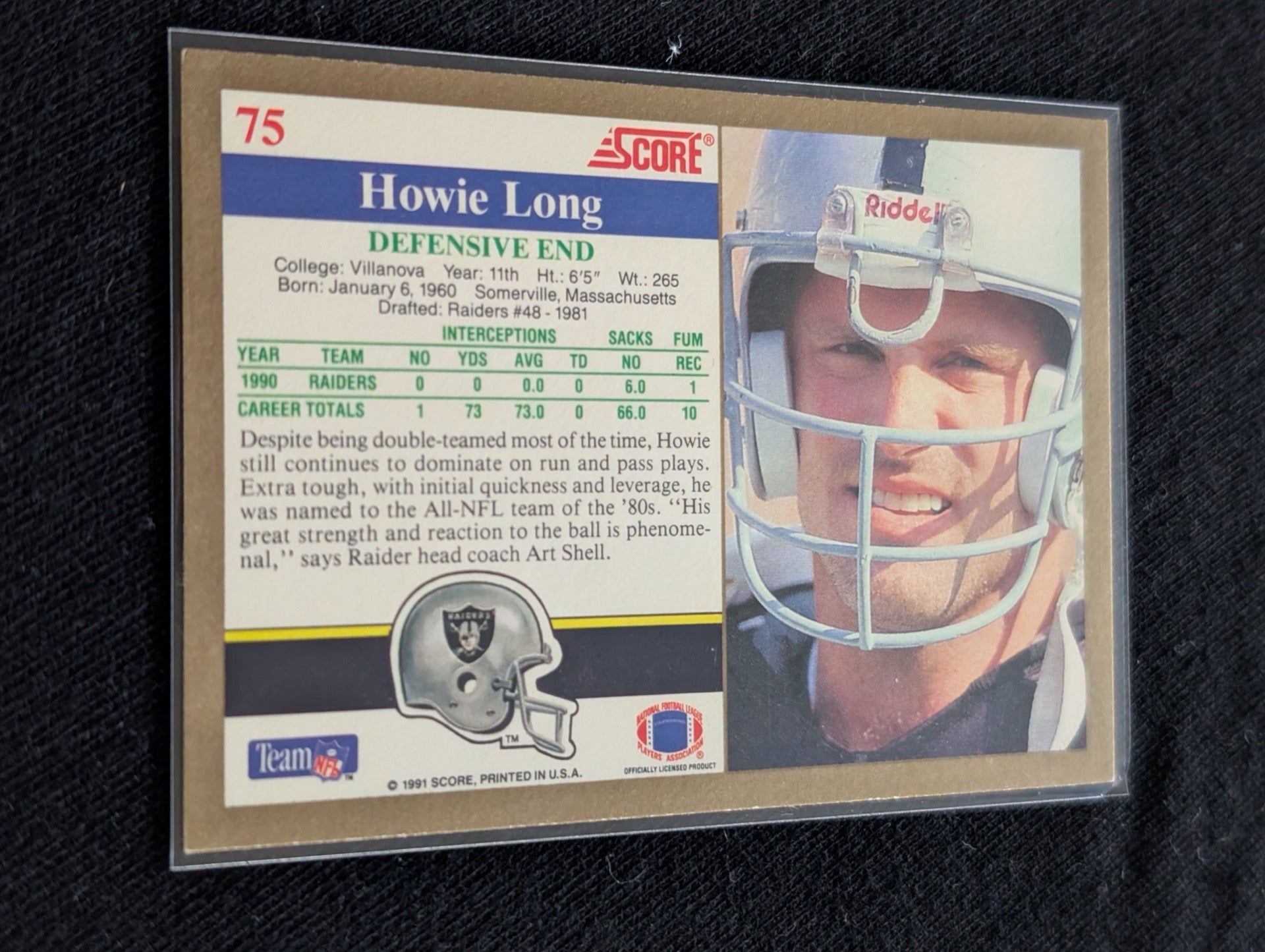 Howie Long HOF Raiders Legend Card Lot (2) 1990 Topps & 1991 Score