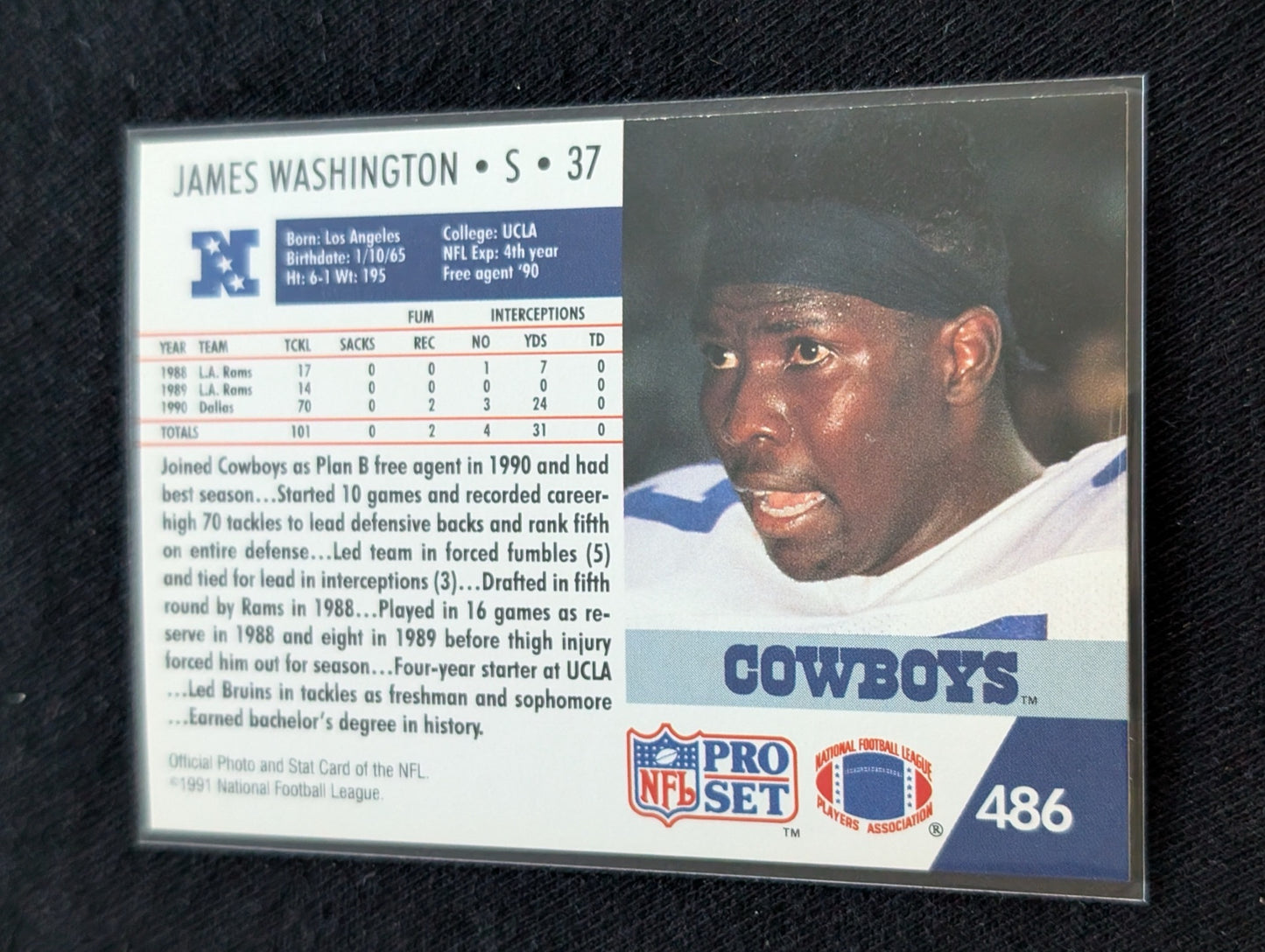 James Washington Cowboys Super Bowl Champ Safety Lot (2) 1990 Pro Set 1994 Playoff