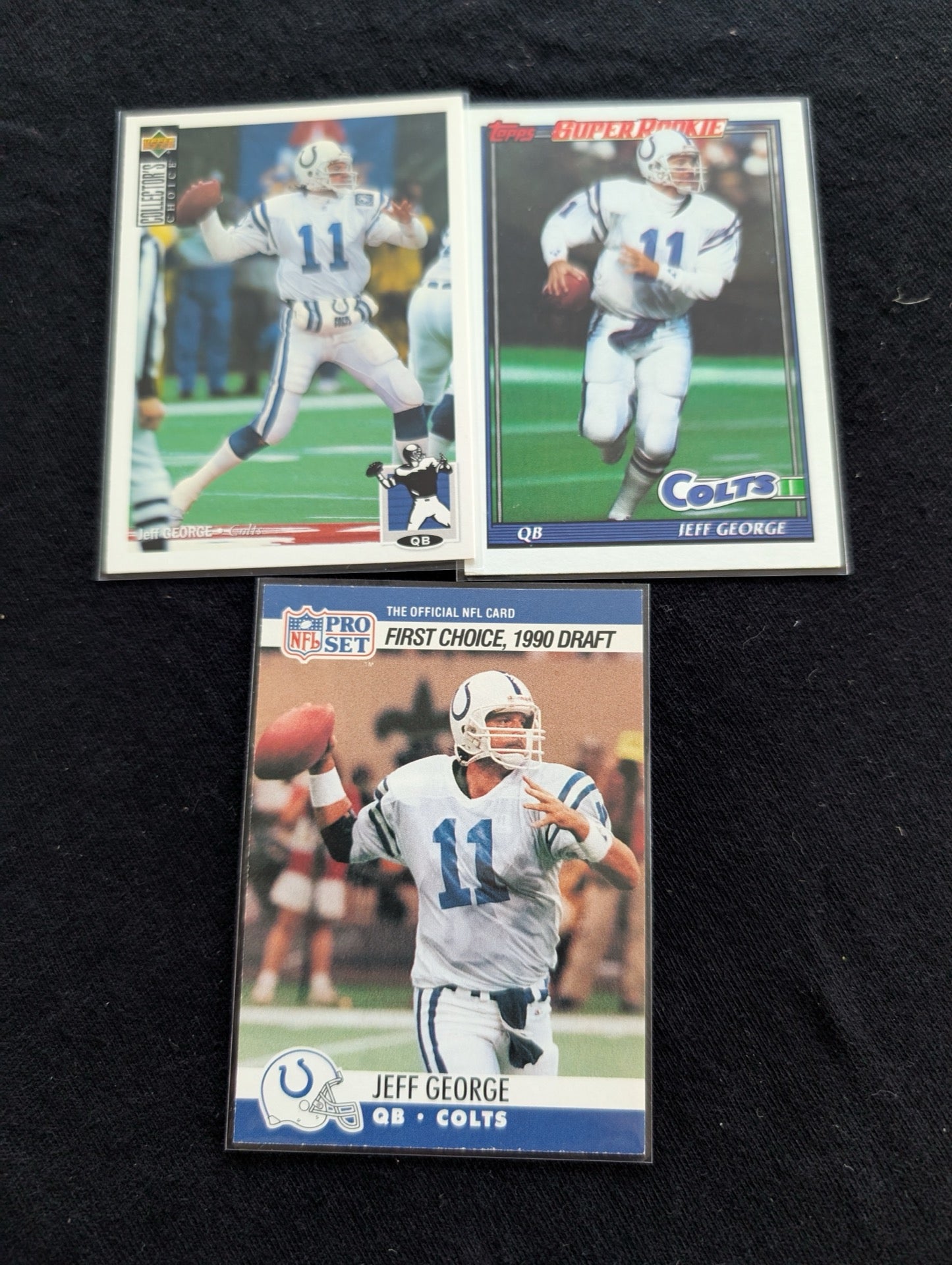 Jeff George #1 Pick QB Rookie Card Lot (3) 1990 Topps, Pro Set, 1994 UD