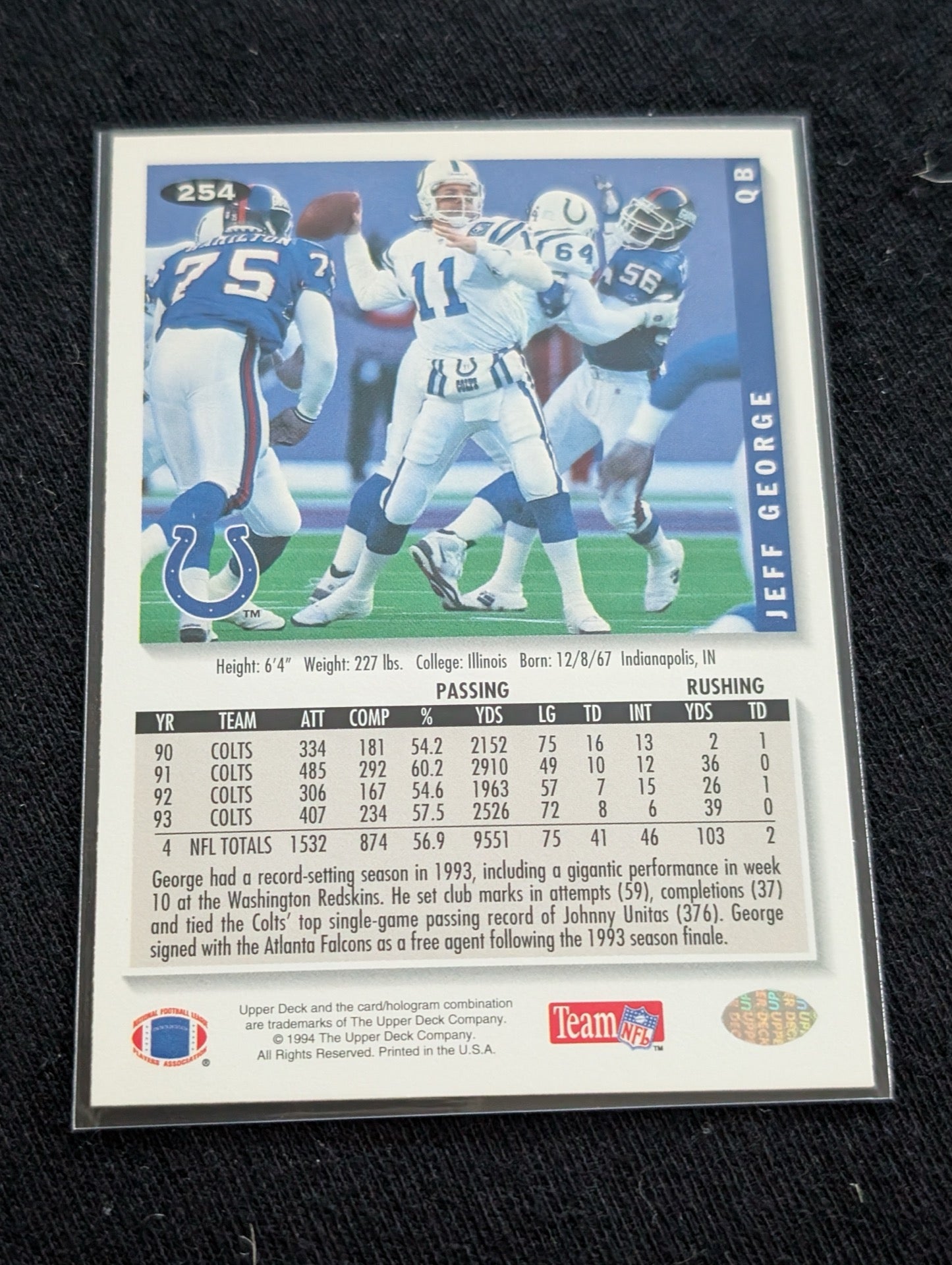 Jeff George #1 Pick QB Rookie Card Lot (3) 1990 Topps, Pro Set, 1994 UD