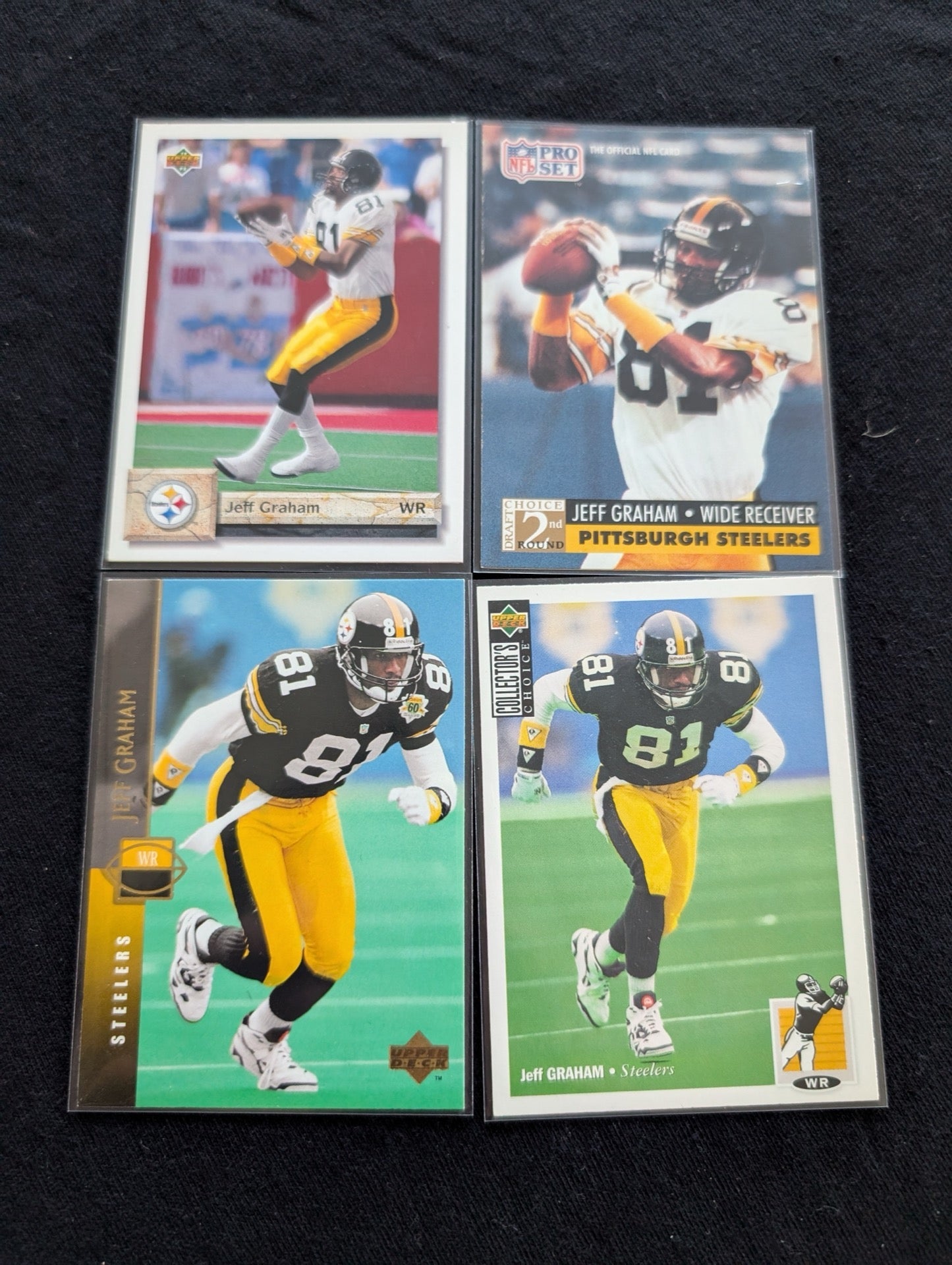 Jeff Graham Pittsburgh Steelers WR Card Lot (4) 1991 Pro Set RC, UD, Collector's Choice