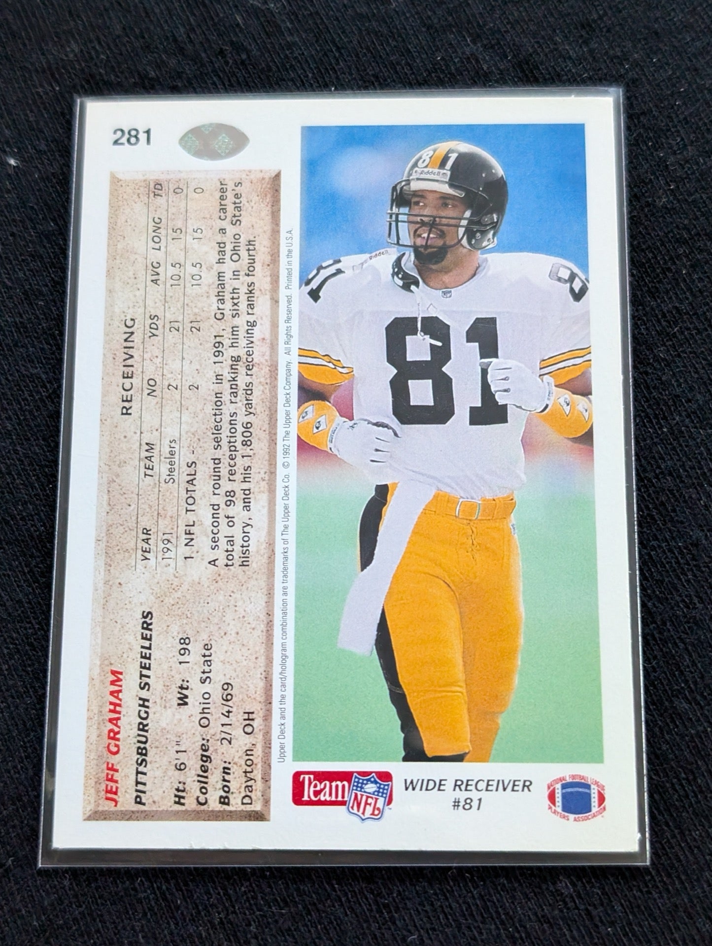Jeff Graham Pittsburgh Steelers WR Card Lot (4) 1991 Pro Set RC, UD, Collector's Choice