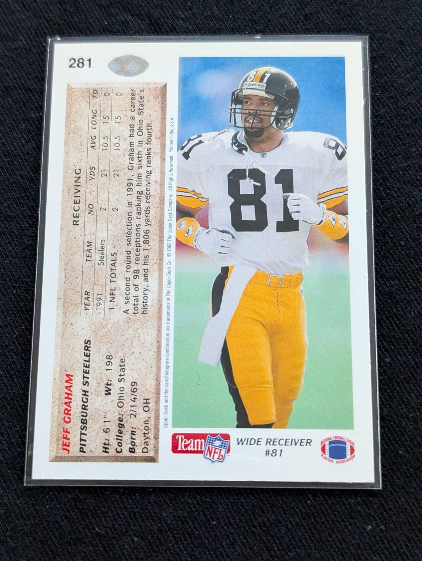 Jeff Graham Pittsburgh Steelers WR Card Lot (3) 1991 Pro Set RC, 1992 UD, 1994 UD