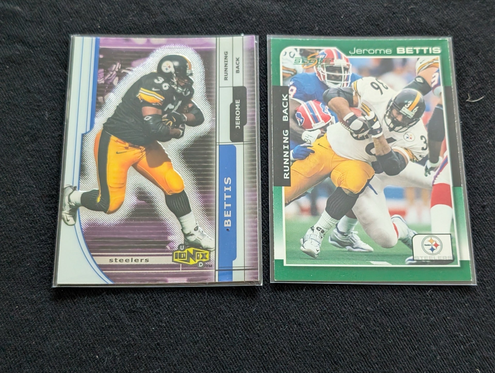 Jerome Bettis "The Bus" Steelers HOF Lot-2 1997 Score & 2002 Donruss Ionix