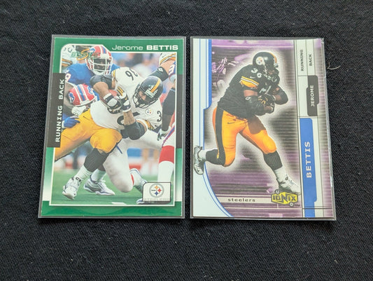Jerome Bettis "The Bus" Steelers HOF Lot (2) 1997 Score and 2002 Donruss Ionix