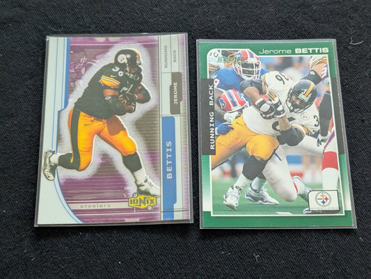 Jerome Bettis "The Bus" Steelers HOF Lot (2) 2002 Donruss Ionix and 1997 Score