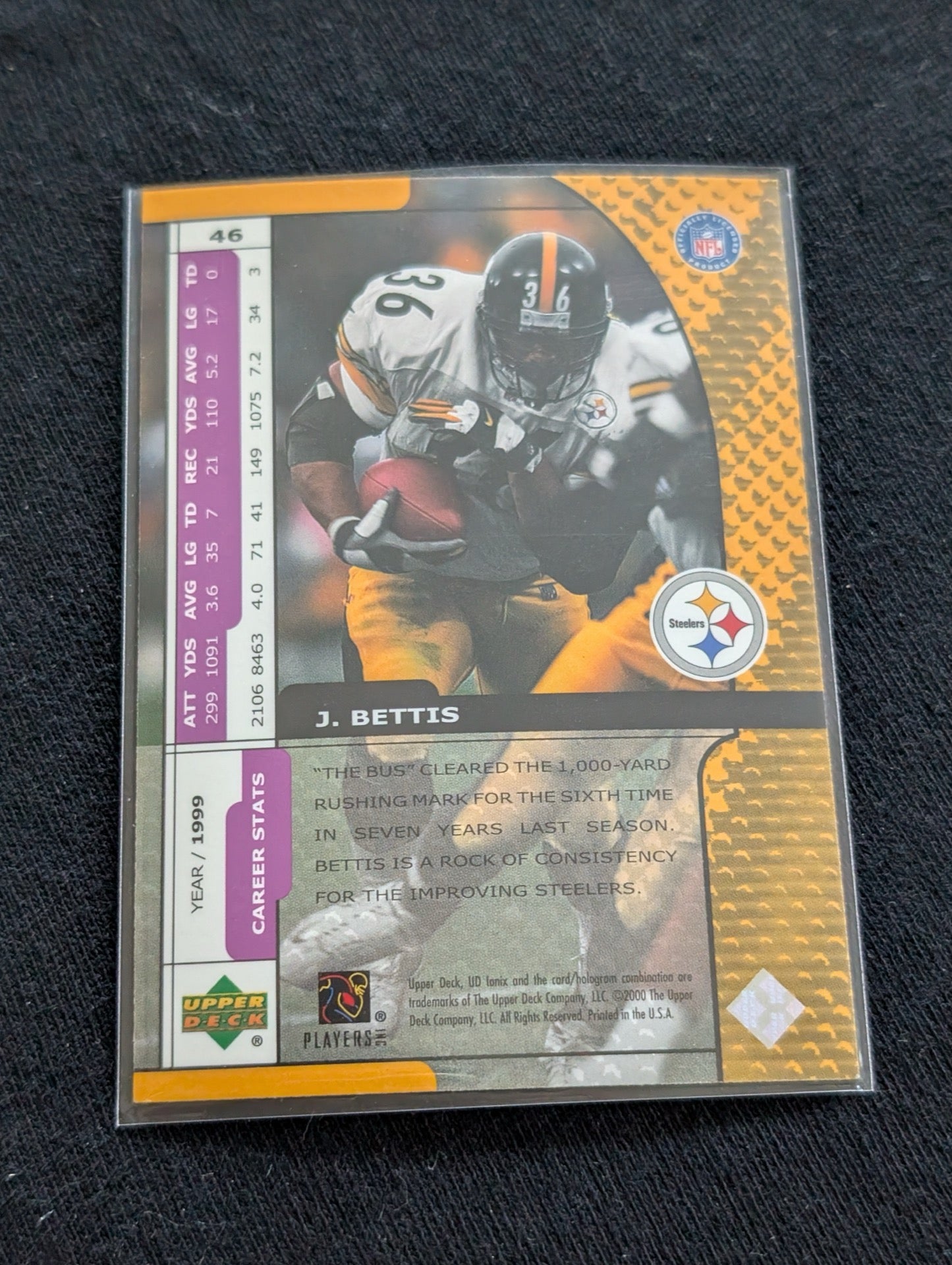 Jerome Bettis "The Bus" Steelers HOF Lot (2) 2002 Donruss Ionix and 1997 Score