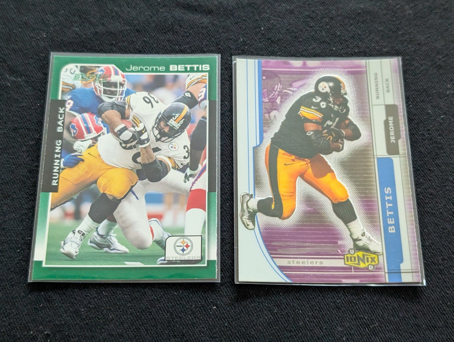 Jerome Bettis "The Bus" Steelers HOF Lot-2 1997 Score and 2002 Donruss Ionix