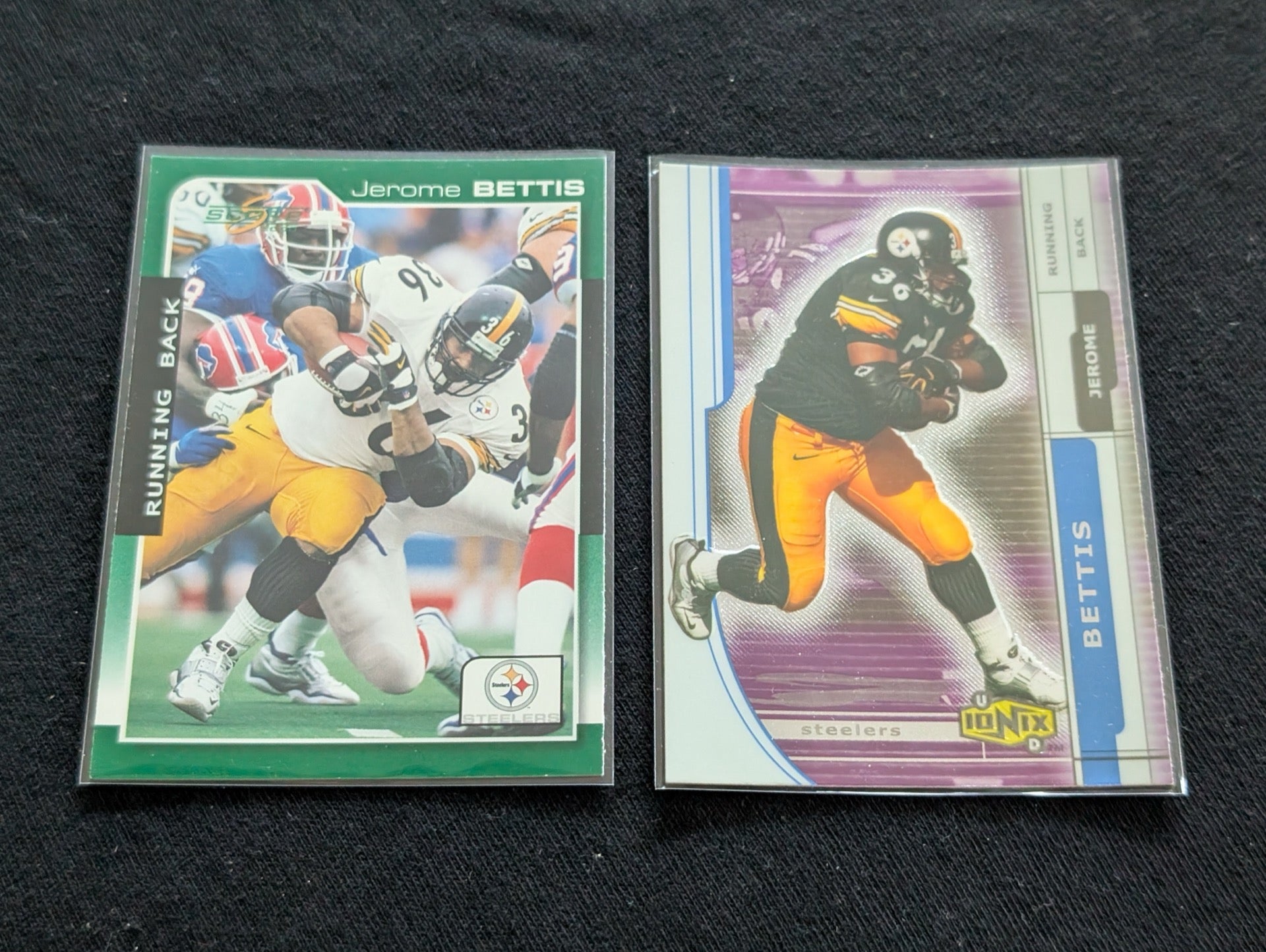 Jerome Bettis "The Bus" Steelers HOF Lot-2 1997 Score and 2002 Donruss Ionix