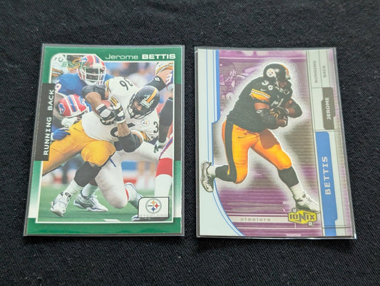 Jerome Bettis "The Bus" Steelers HOF Lot-2 1997 Score and 2002 Donruss Ionix