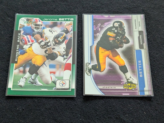 Jerome Bettis "The Bus" Steelers HOF Lot (2) 1997 Score & 2002 Donruss Ionix
