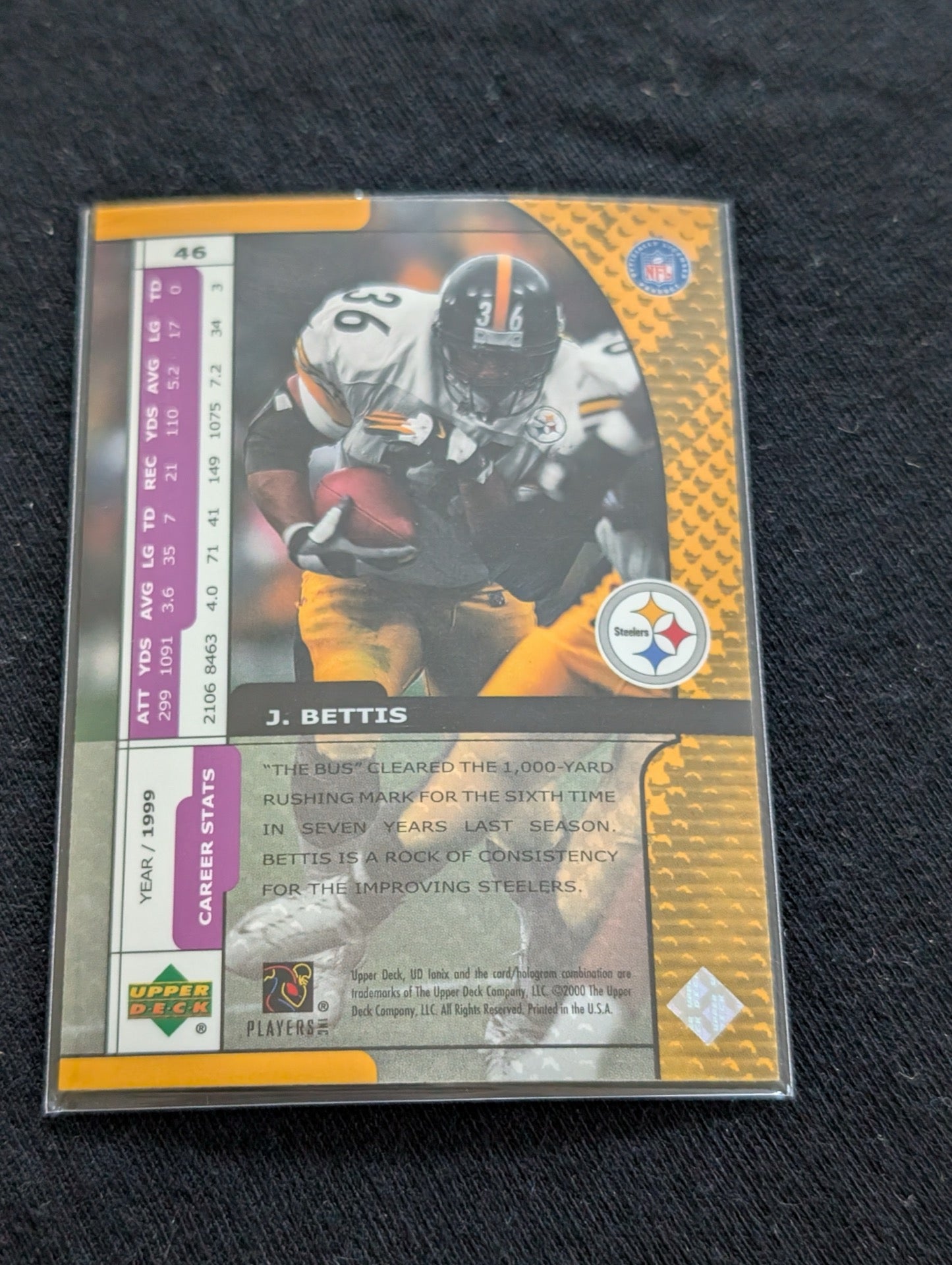 Jerome Bettis "The Bus" Steelers HOF Lot (2) 2002 Donruss Ionix & 1997 Score