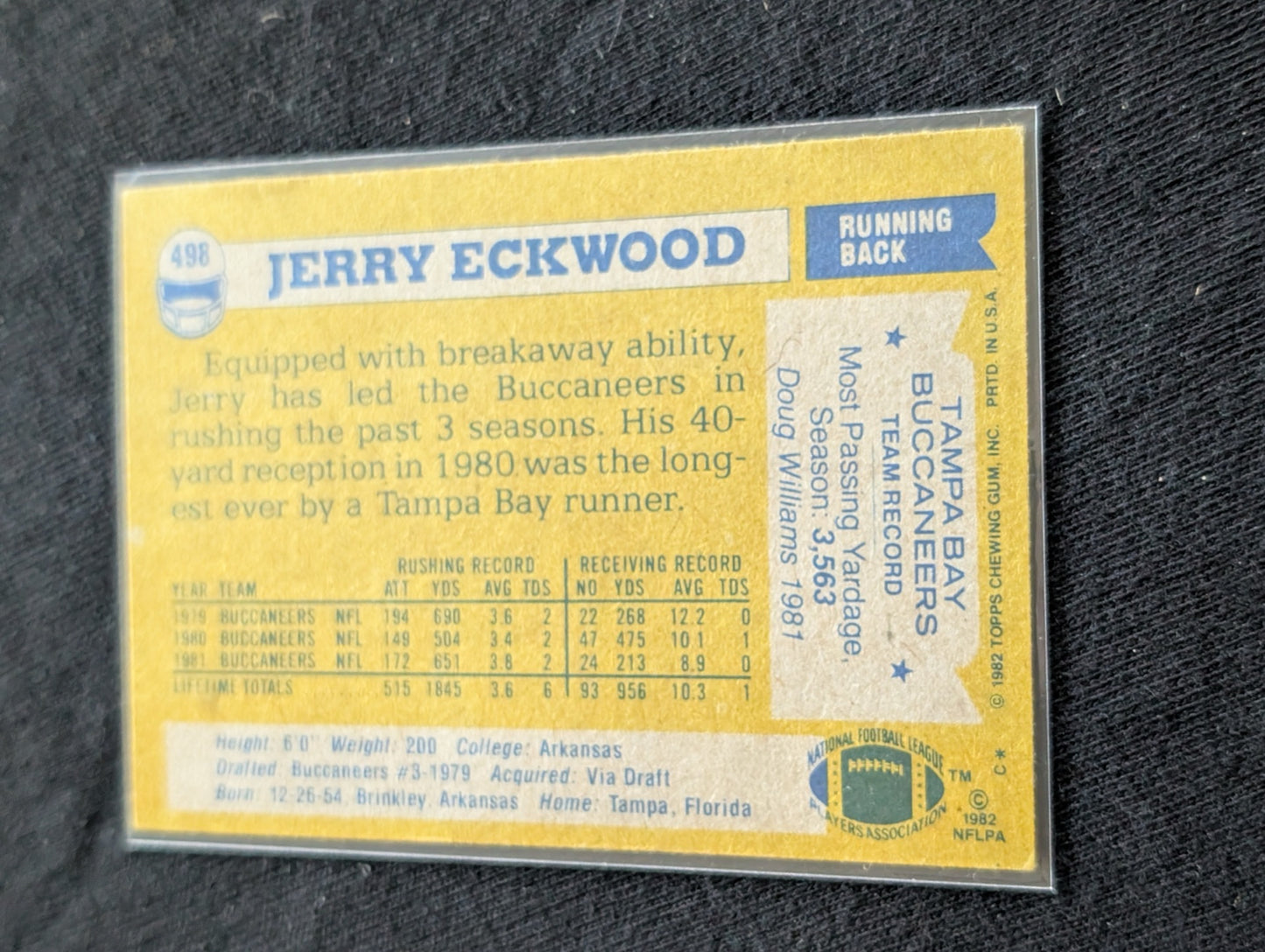 Jerry Eckwood Tampa Bay Buccaneers Vintage Topps Lot (3) 1980 1981 1982