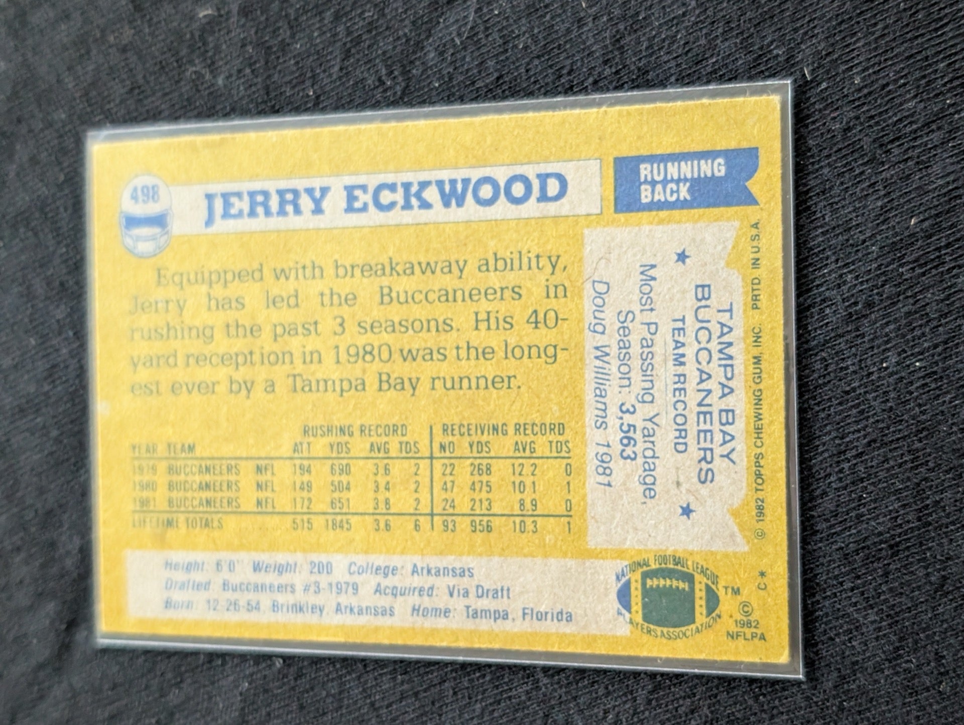 Jerry Eckwood Tampa Bay Buccaneers Vintage Topps Lot (3) 1980 1981 1982