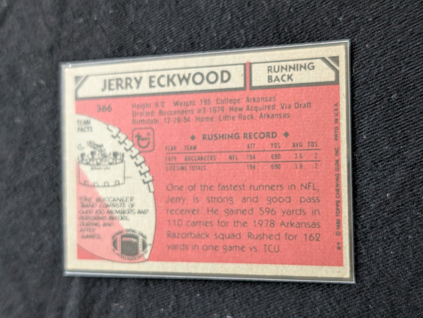 Jerry Eckwood Tampa Bay Buccaneers Vintage Topps Lot (3) 1980 1981 1982