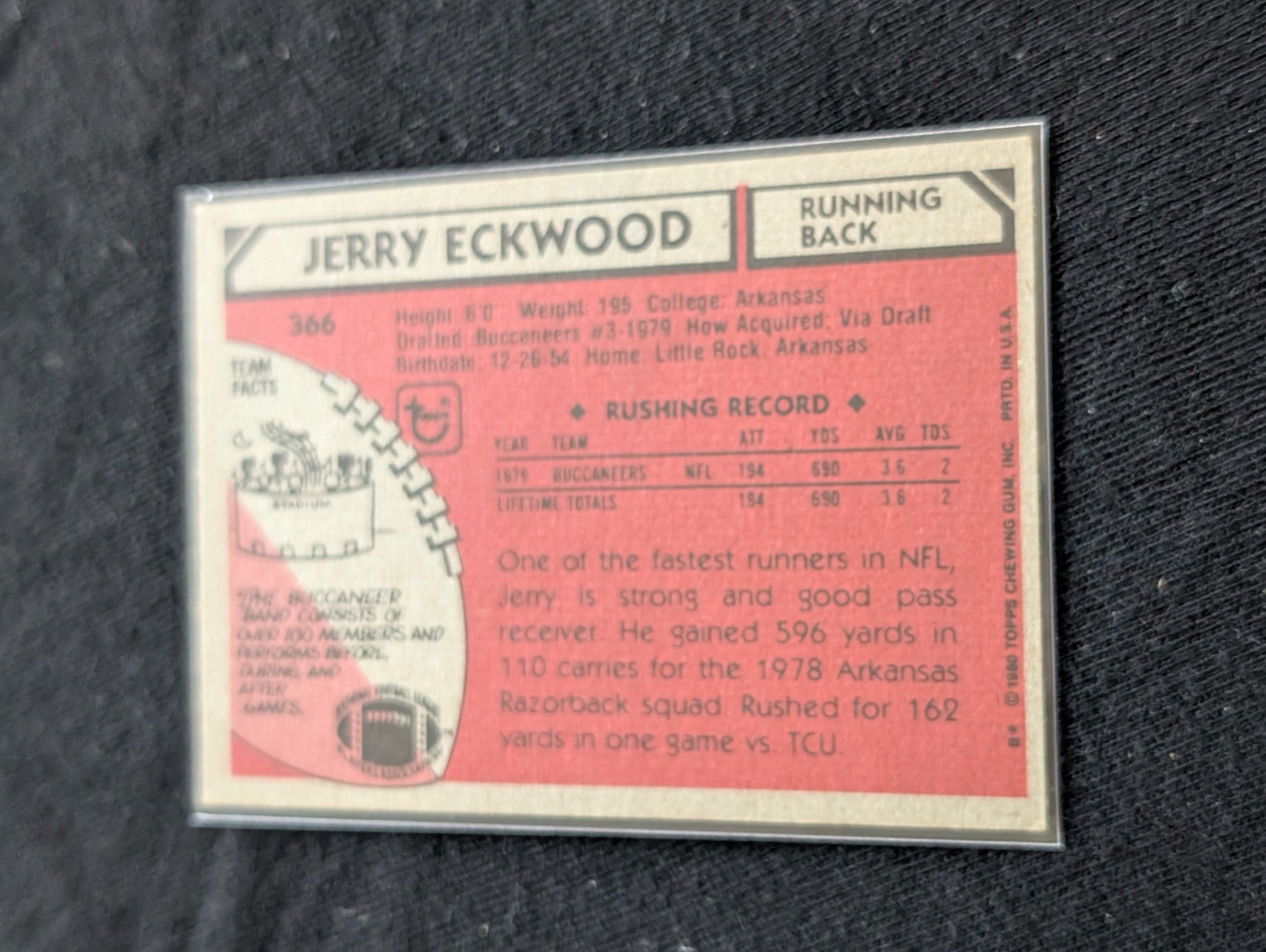 Jerry Eckwood Tampa Bay Buccaneers Vintage Topps Lot (3) 1980 1981 1982