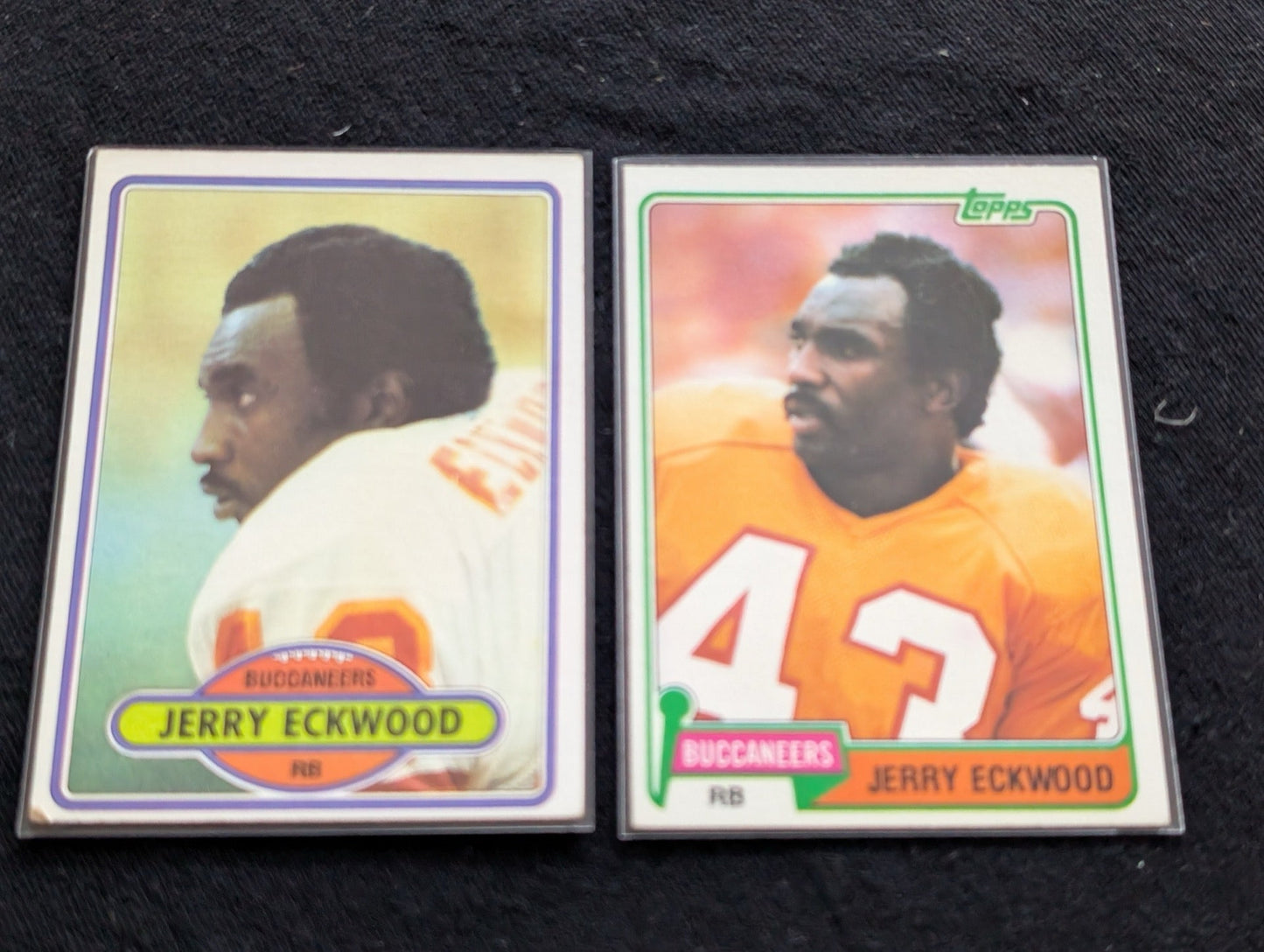 Jerry Eckwood Tampa Bay Buccaneers Vintage Topps Lot (2) 1980 & 1981