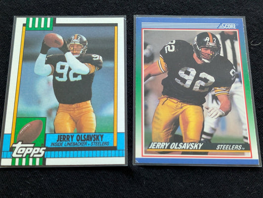 Jerry Olsavsky Pittsburgh Steelers LB Card Lot (2) 1990 Topps & 1991 Score