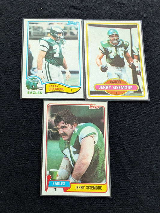 Jerry Sisemore Eagles Legend Vintage Topps Lot (3) 1980 1981 1982 Pro Bowl